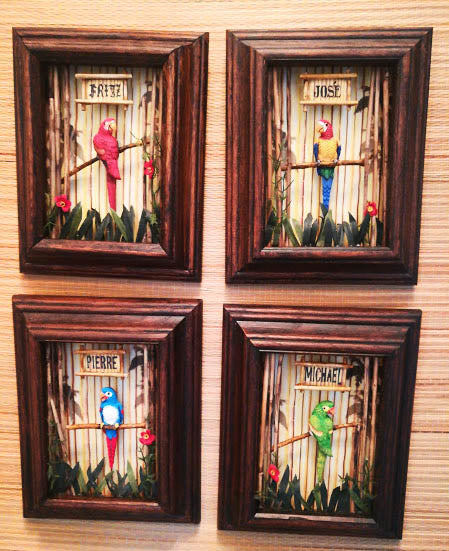 Framed Tiki Room Parrot Set