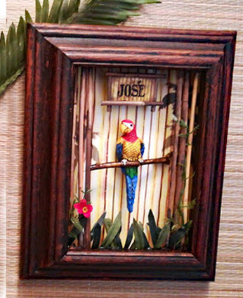 Framed Tiki Room Parrots